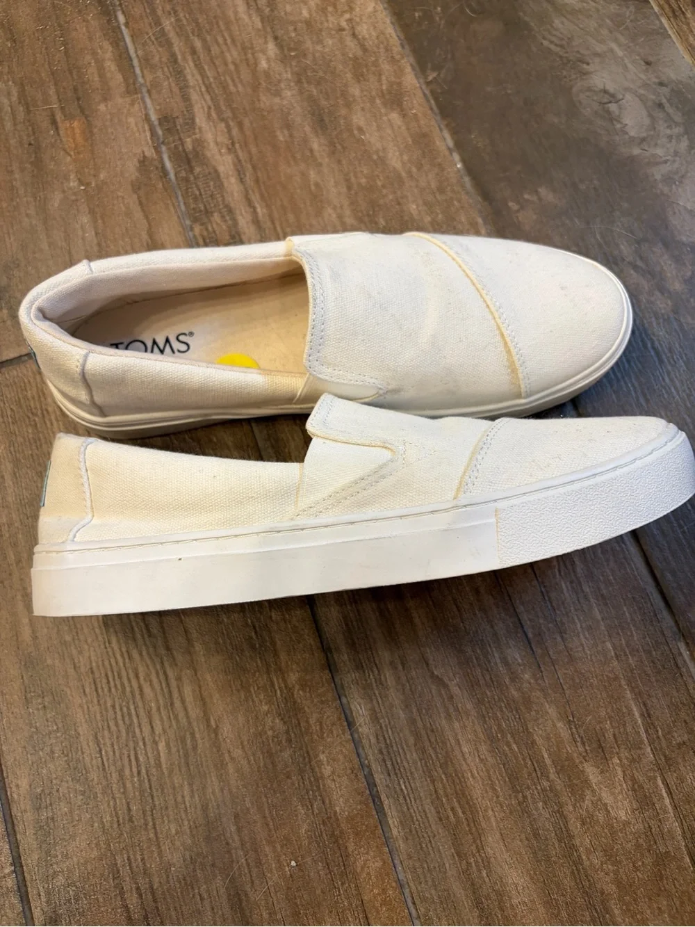 TOMS White Canvas Slip-On Shoes